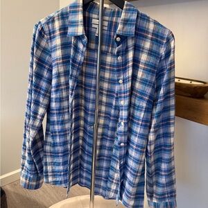 Blue Plaid Button-Up Shirt